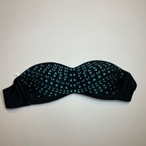 Aeropostale Black and Teal Strapless Swim Top